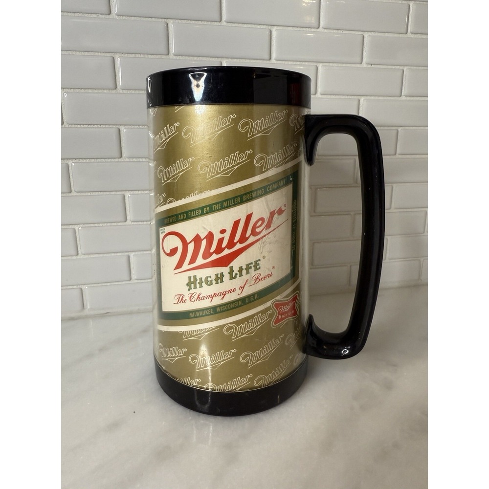Vintage Miller High‎ Life Beer Plastic Thermo-Serv Stein Mug Champagne Of Beers
